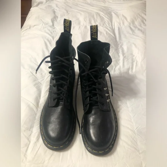 Dr. Martens Spiked Black Leather Boots - Picture 1 of 8